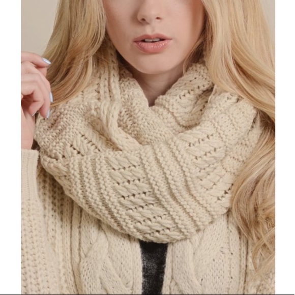 Accessories - New Ribbed Knit ivory Infinity Scarf